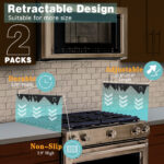 Stove Gap Covers Stainless Steel, 2 Pack Stove Gap Filler Easy Retractable Length 13.8" to 27.5", Width 0.79" ALMCALS Stove Gap Guards Range Trim Kit, Heat Resistant Guard Between Stove Top & Counter - Image 2
