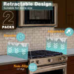Stove Gap Covers Stainless Steel, 2 Pack Stove Gap Filler Easy Retractable Length 13.8" to 27.5", Width 0.79" ALMCALS Stove Gap Guards Range Trim Kit, Heat Resistant Guard Between Stove Top & Counter - Image 3
